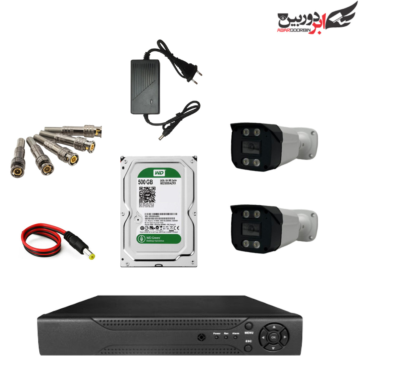 1 copy پکیج دوربین مداربسته 2 عددی با لنز 3 مگاپیکسل فلزی دید در شب رنگی - تصویر 1